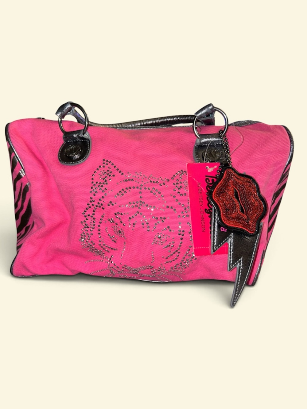 Betseyville by Betsey Johnson Pink Blingin' Tiger Bowling Bag Y2K